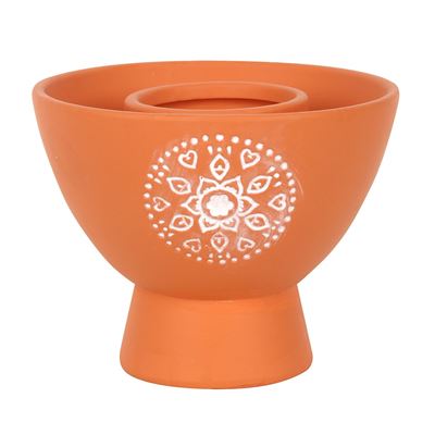 NOW REDUCED - Terracotta Smudge Bowl Mandala Design